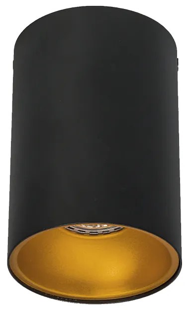 Moderne spot zwart met goud GU10 50mm - Deep