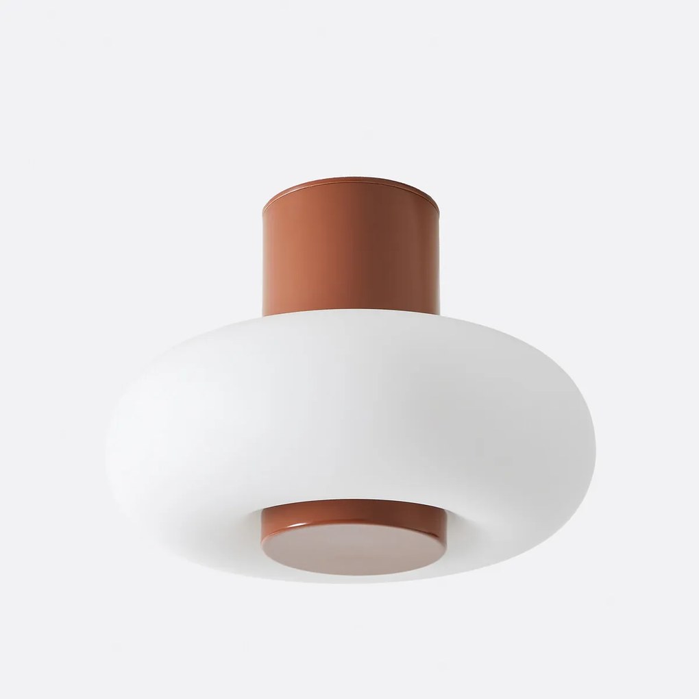 Plafondlamp of wandlamp, ijzer en opaline metaal, OMER
