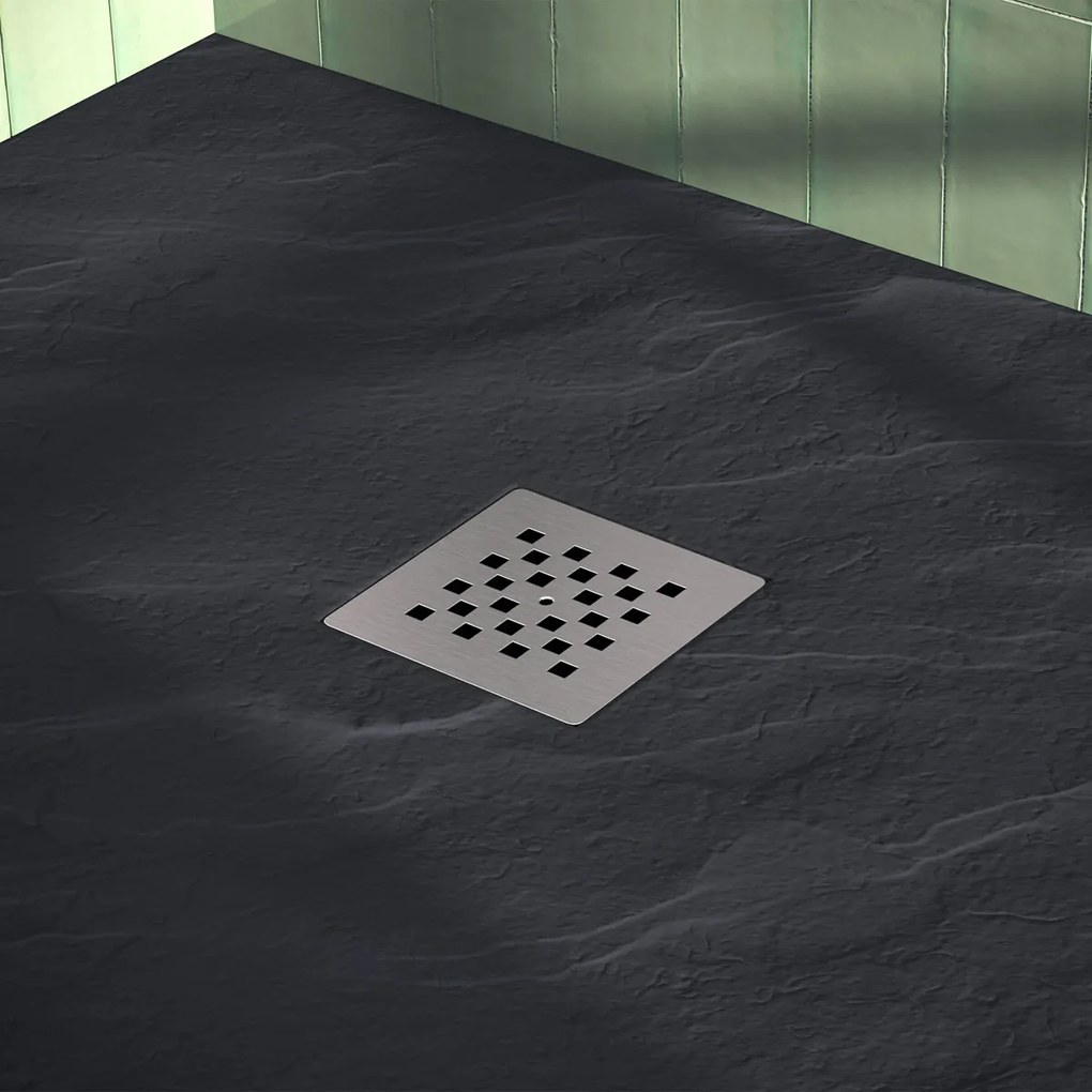 Brauer Asteroid douchevloer 90x90cm mineraalmarmer zwart mat