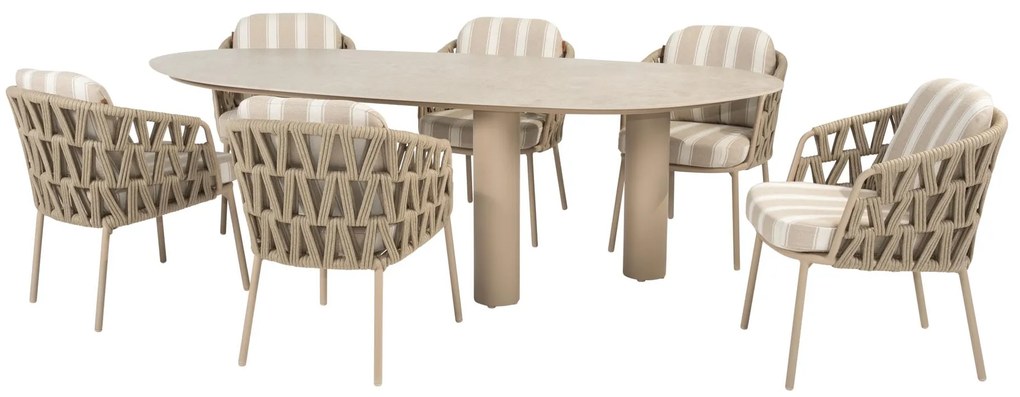 Taste by 4 Seasons Estate tuintafel latte met keramisch blad in mangovorm 240 x 105 cm SALE Tuintafel beige weerbestendig