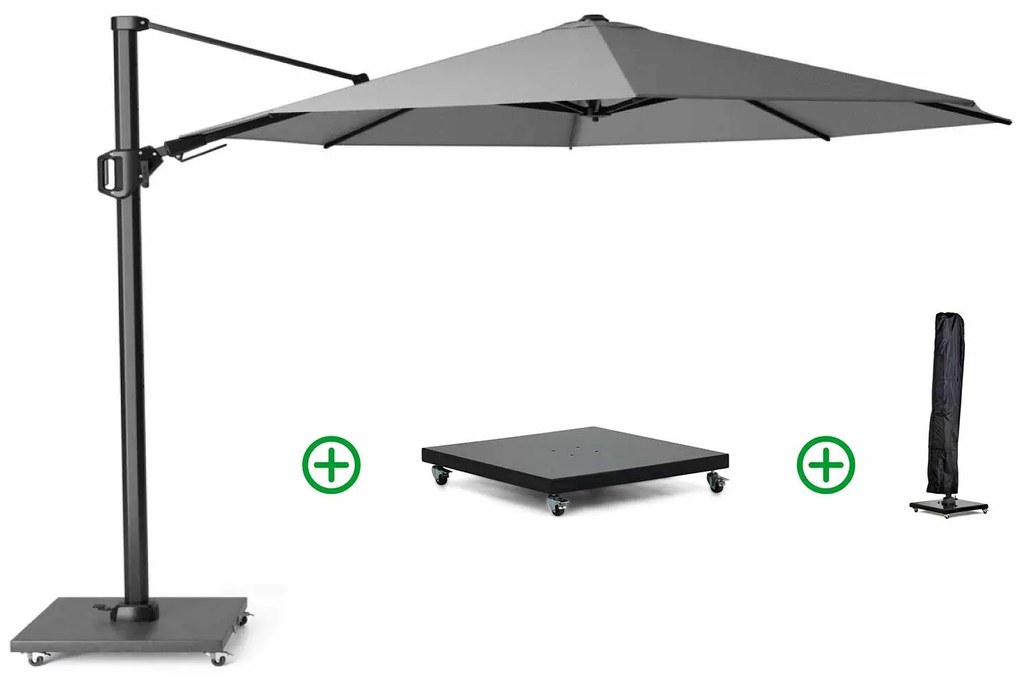 Zweefparasol  3.5m T2 premium (incl. voet en hoes) Grijs-antraciet Platinum Challenger