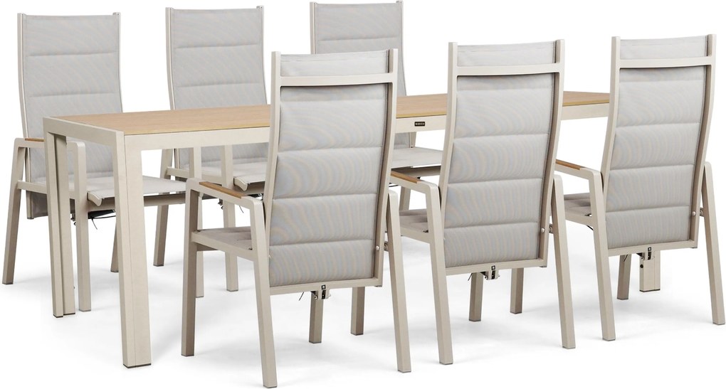 Tuinset 6 personen 210 cm Aluminium Taupe Lifestyle Garden Furniture Essence/Creta