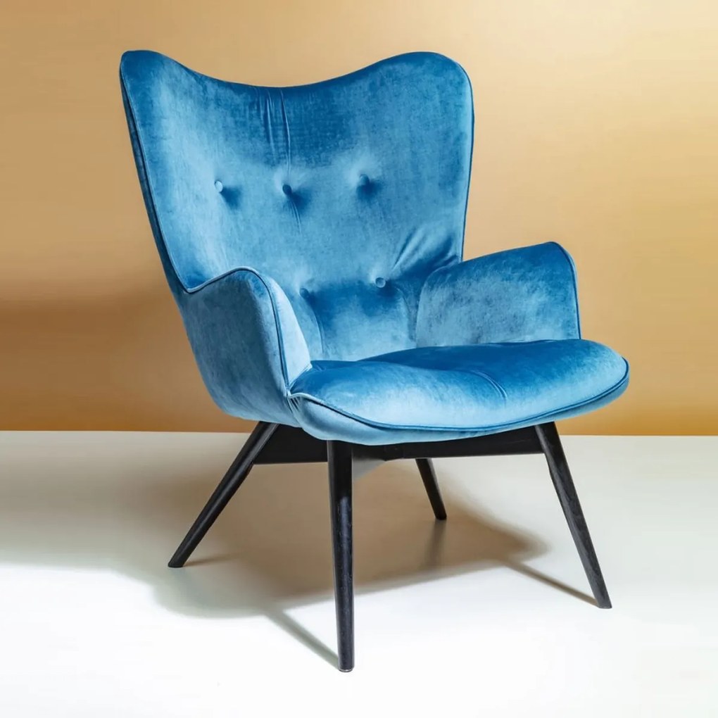 Kare Design Vicky Velvet Oorfauteuil Fluweel Blauw