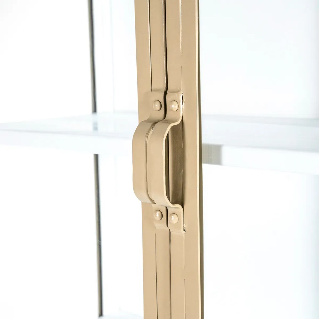 Eleonora Industrieel Hoge Vitrinekast Zandkleurig Metaal - 93x47x220cm.