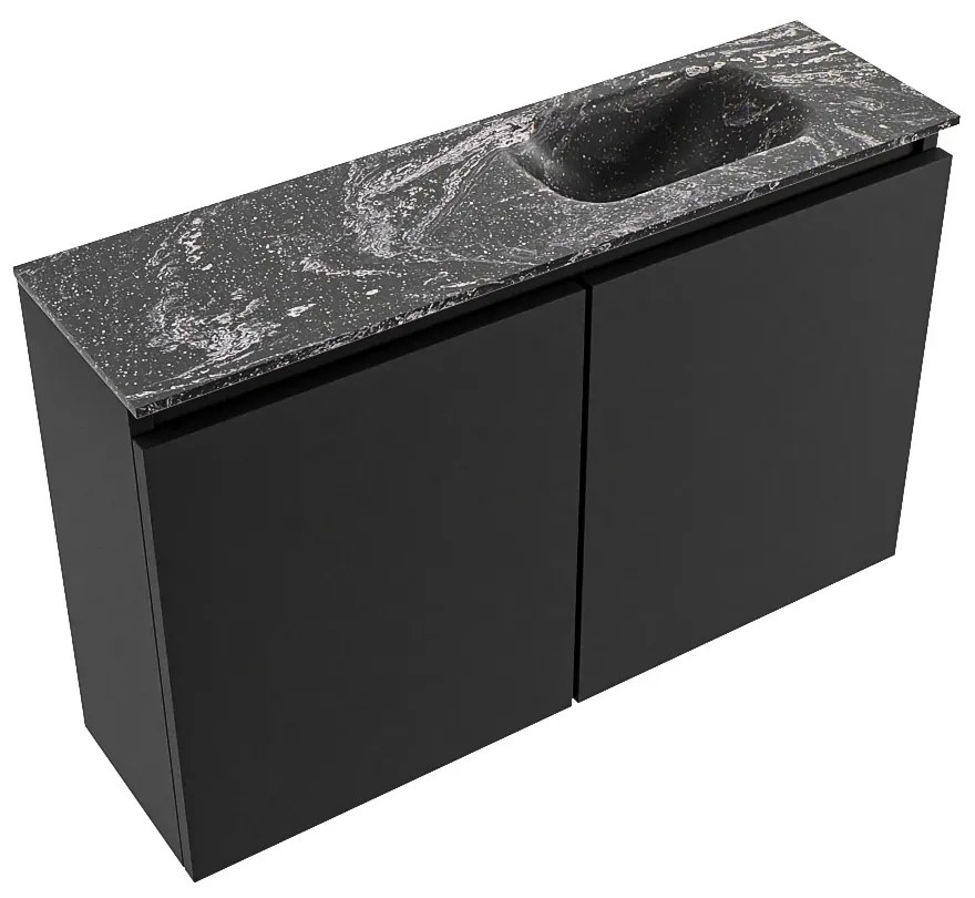 Mondiaz Ture DLux toiletmeubel 80cm urban met wastafel lava rechts met kraangat