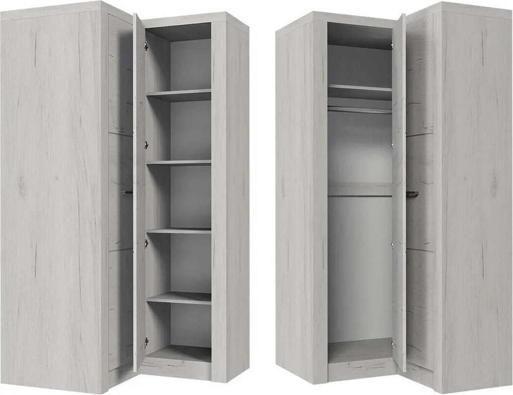 Hoekkledingkast Serfeno 110, Essen, 192x106x90cm, 97 kg, Kledingkast deuren: Met scharnieren, Aantal planken: 5, Aantal planken: 5