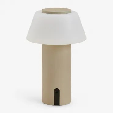 Draadloze Led-buiten Tafellamp Van Ijzer Socotra Tapioca Beige - Sklum