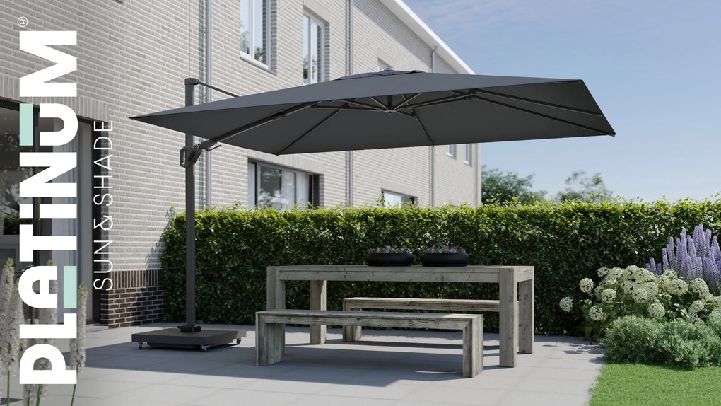 Platinum Challenger rechthoek zweefparasol T2 Premium - 2,6 x 3,5 m. - Champagne Teak