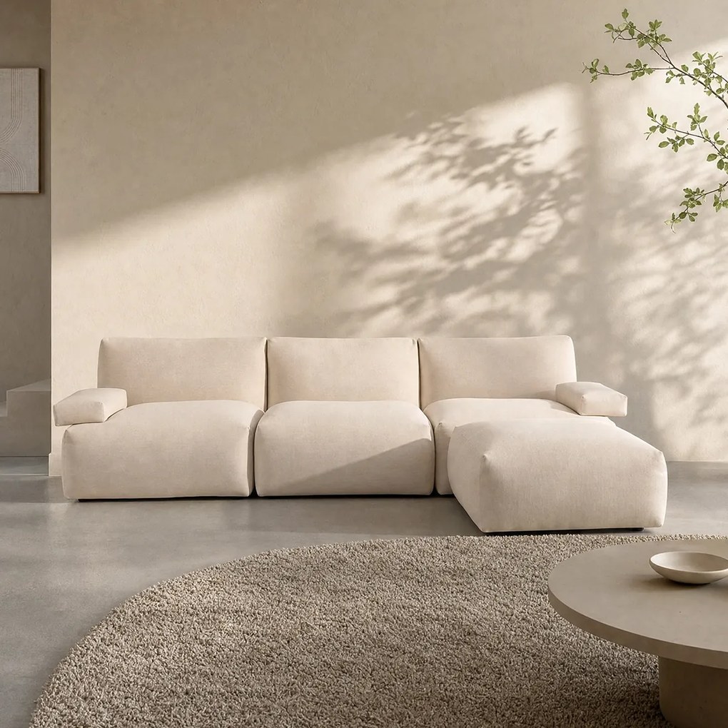 Modulaire Bank Met Hocker Creme