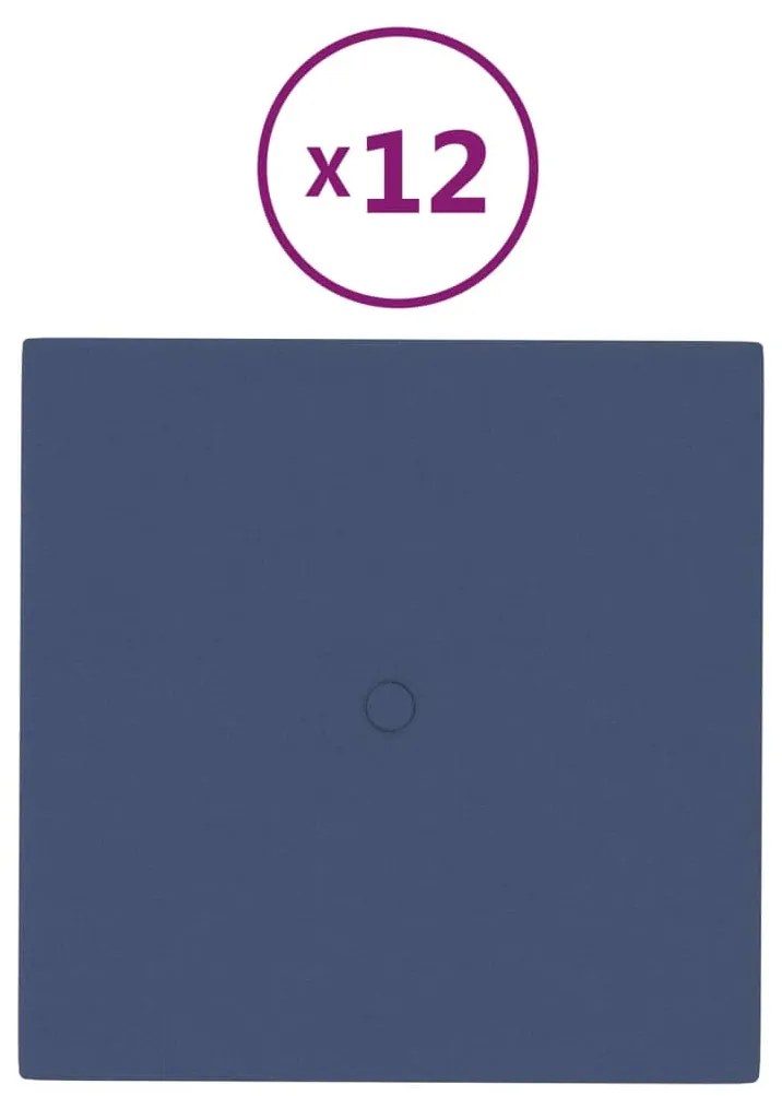 vidaXL Wandpanelen 12 st 1,08 m² 30x30 cm stof blauw