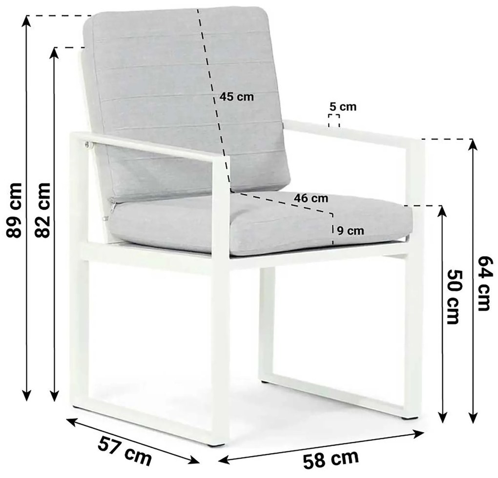 Tuinset 4 personen 200 cm Aluminium Wit Santika Furniture Santika