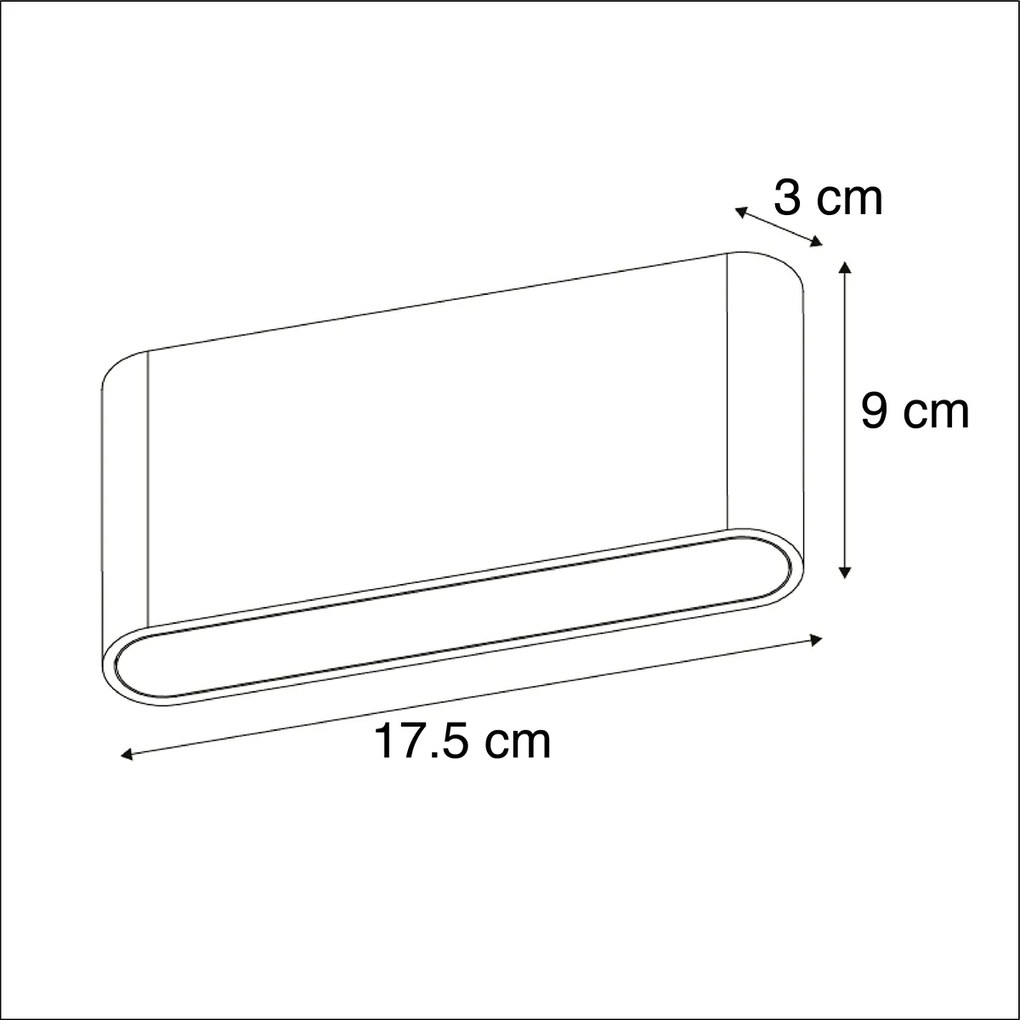 Set van 2 buiten wandlampen antraciet 17,5 cm incl. LED - Batt Modern IP65 Buitenverlichting