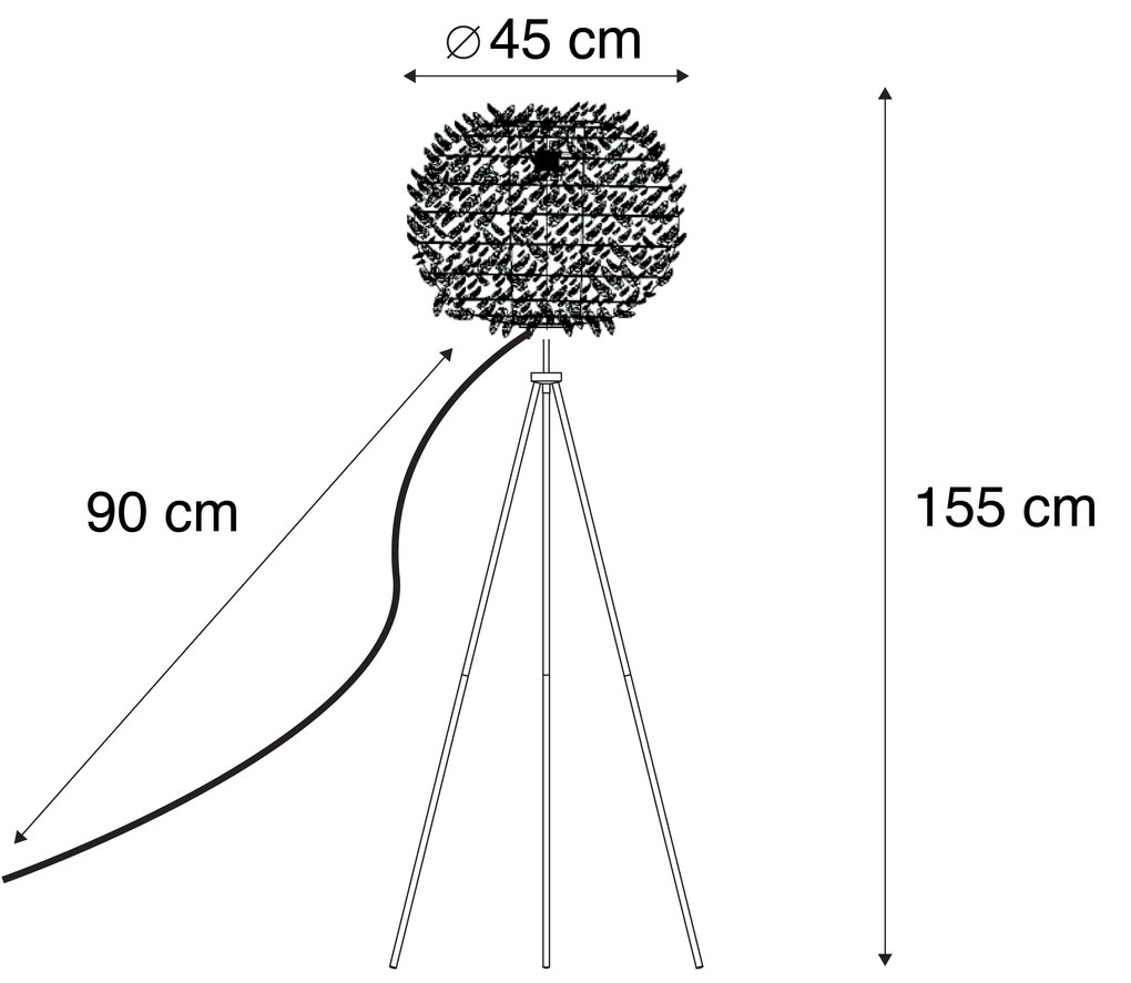 Landelijke vloerlamp staal met wit - Feather