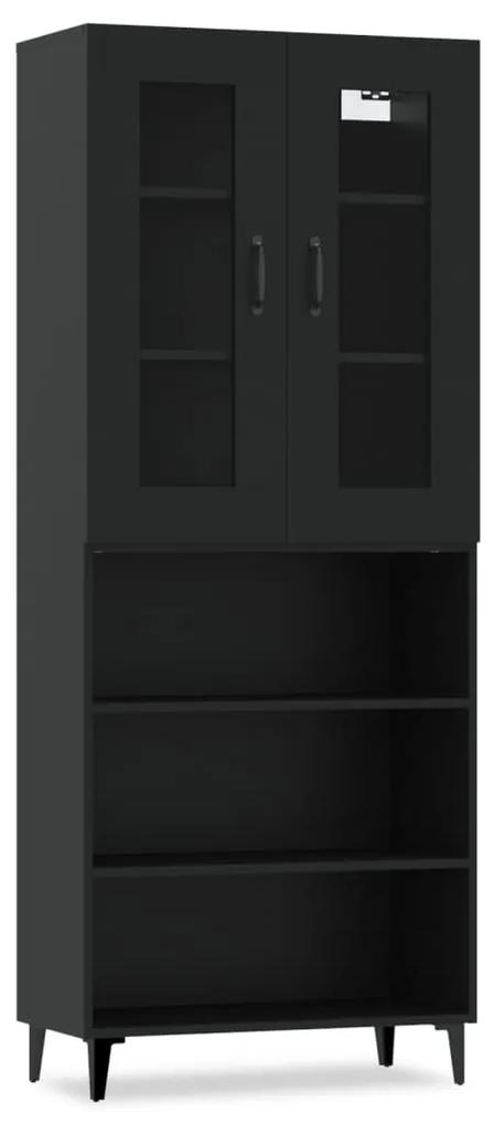 vidaXL Hoge kast 69,5x34x180 cm bewerkt hout zwart