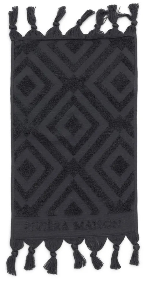 Rivièra Maison - RM Chic Guest Towel anthracite 50x30 - Kleur: grijs