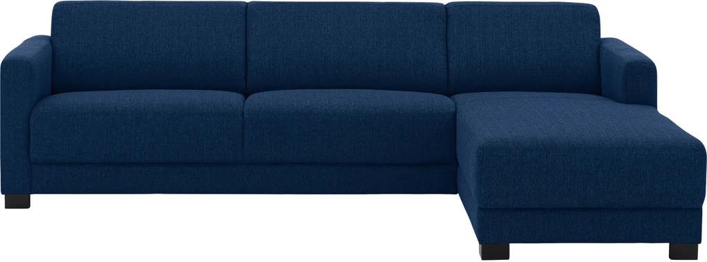 Goossens Hoekbank My Style Met Chaise Longue Stof Grof Geweven blauw, stof, 3-zits, stijlvol landelijk met chaise longue rechts