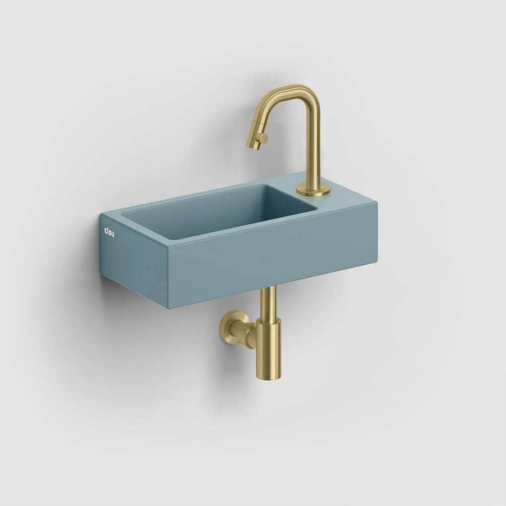 Clou Flush 3 keramische fontein 36cm met kraangat rechts blauw mat