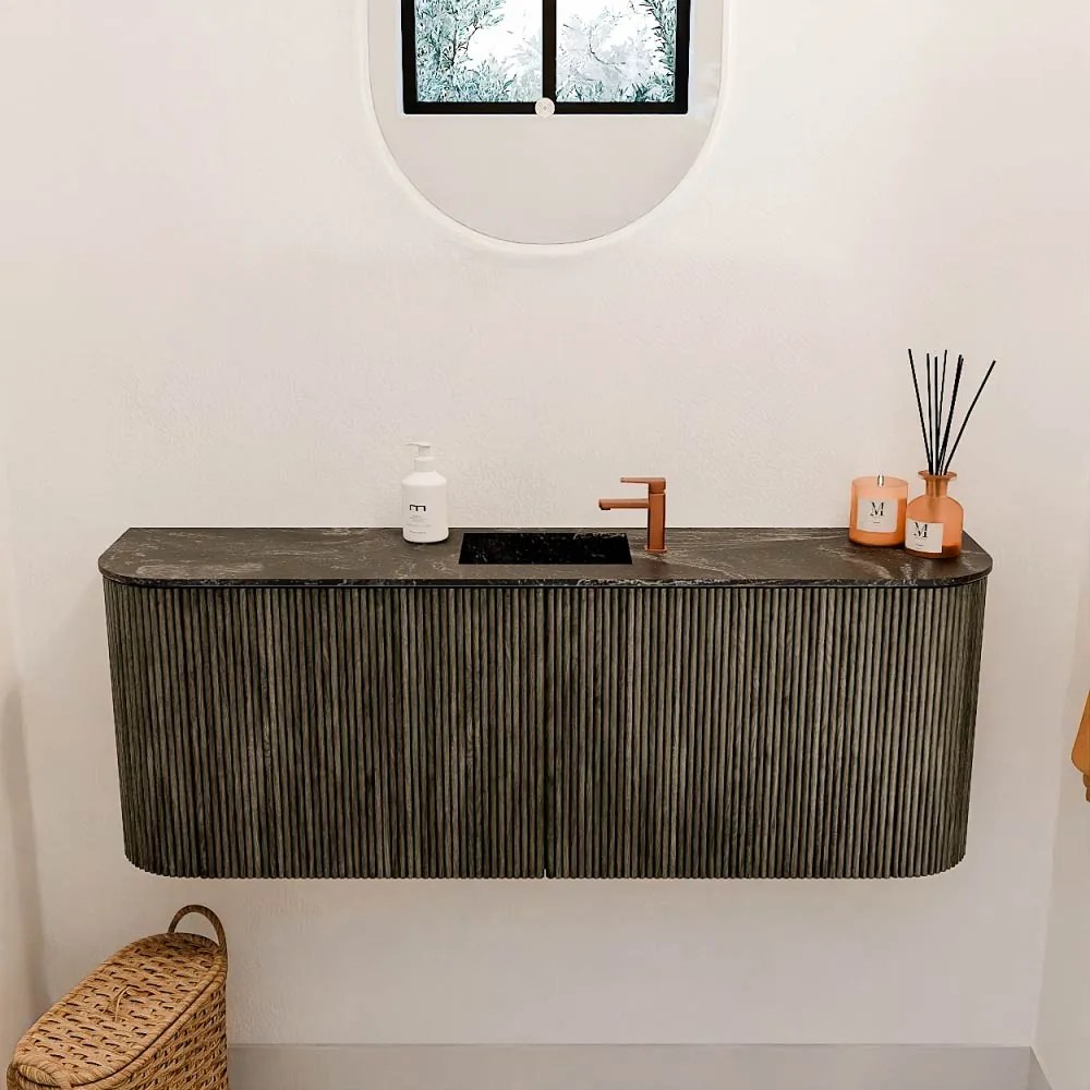 Mondiaz Joya DLux 115cm toiletmeubel ronding links/rechts shadow met wastafel faye midden 1 kraangat lava