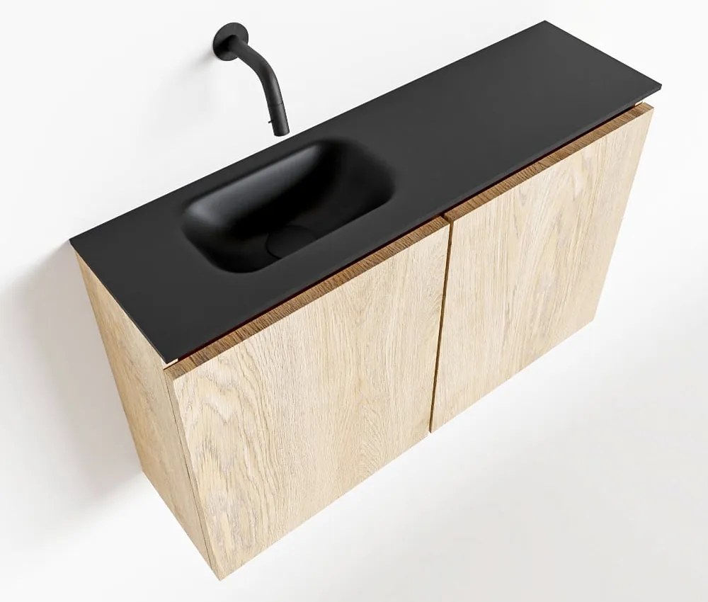 Mondiaz Ture 80cm toiletmeubel washed oak met wastafel urban links geen kraangat