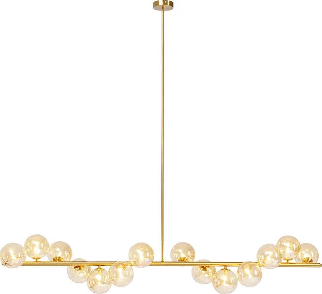 Hanglamp Breed Met Glazen Bollen Messing