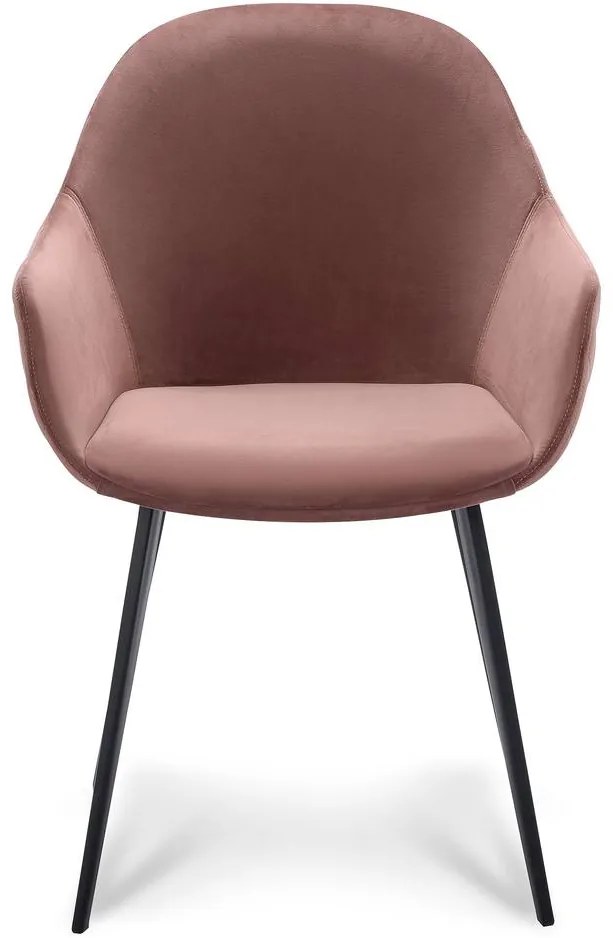 Goossens Basic Eetkamerstoel Vorst roze velvet stof met armleuning, elegant chic