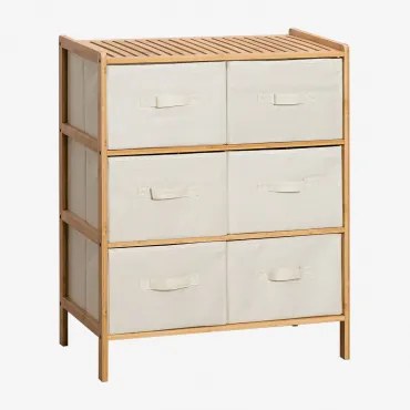 Dubbele Ladekast 65x35 Cm Van Bamboe Nafan Wit - Houtbruin - Sklum