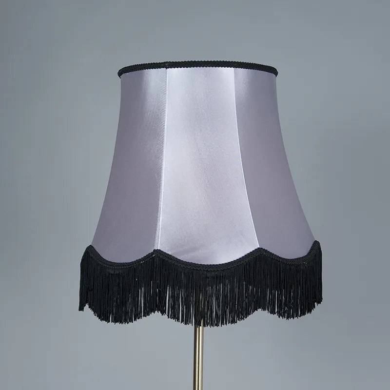 Vloerlamp messing met Granny B kap zwart-grijs 45 cm - Kaso