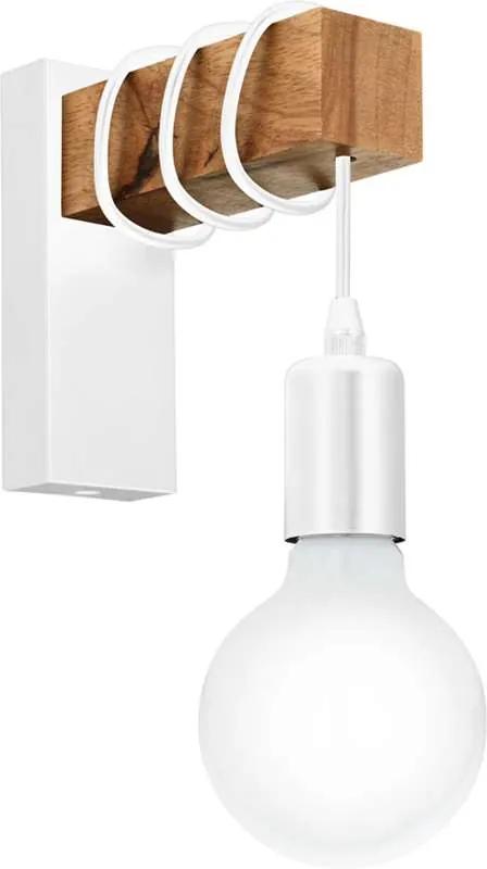 EGLO wandlamp Townshend - wit/eikenkleur - Leen Bakker