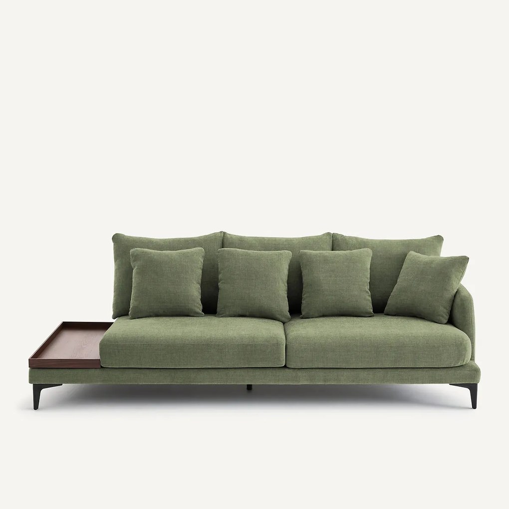 Halve bank met tafelblad, van polyester en katoen, MODERNISTE