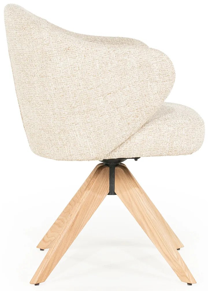 Eleonora Connor Natural Eetkamerstoel Met Eiken Poten Draaibaar Beige