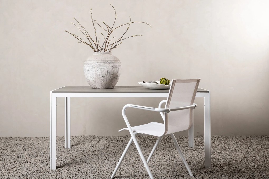 The Outsider Tuintafel - Toscane - Wit/Grijs - Alu/Polywood - 150x90 cm - The Outsider