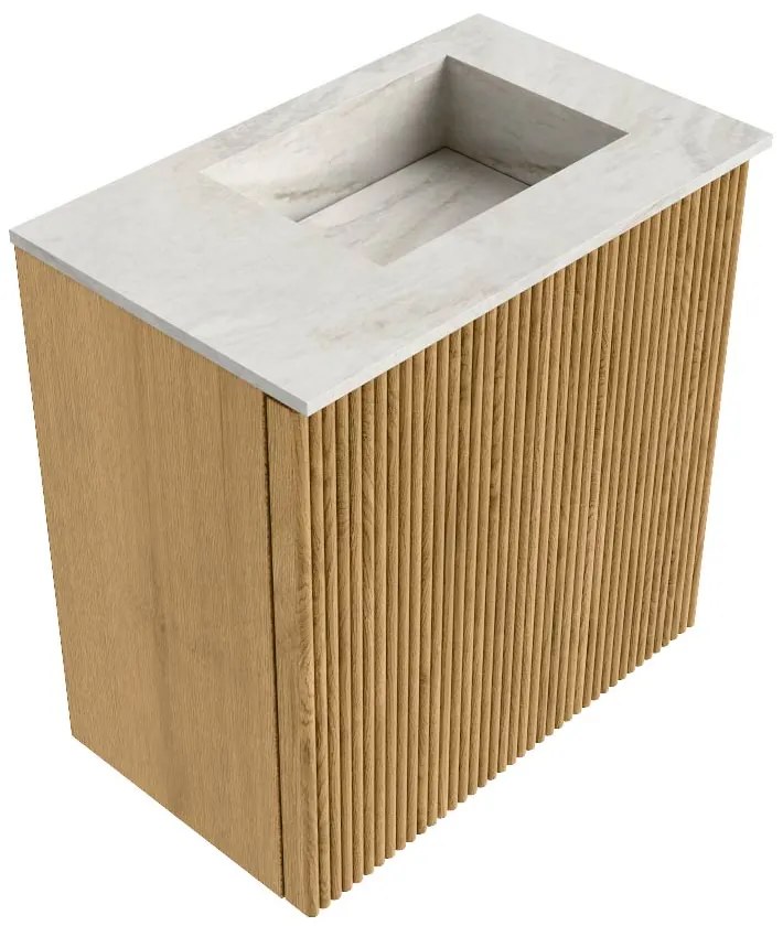 Mondiaz Joya DLux 40cm toiletmeubel oak met wastafel faye rechts 1 kraangat ostra