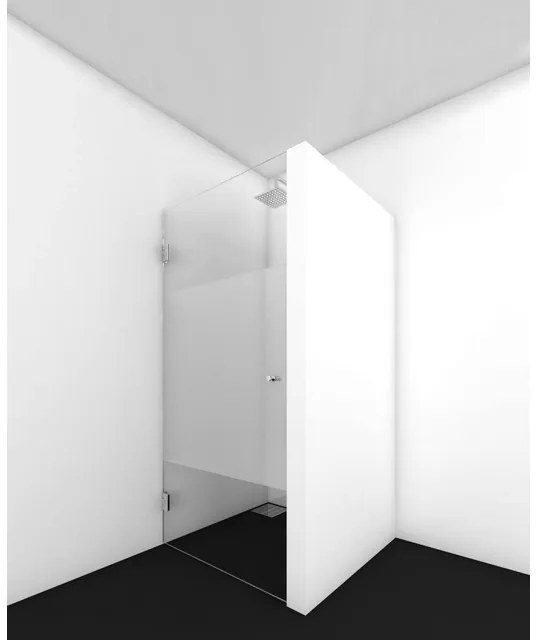 Van Rijn Products ST01 Nisdeur 8mm helder Clearglas HxB 198.8x79.4cm voor nis 80cm met Geprinte baan 100cm zwart beslag ST0110080GSZW
