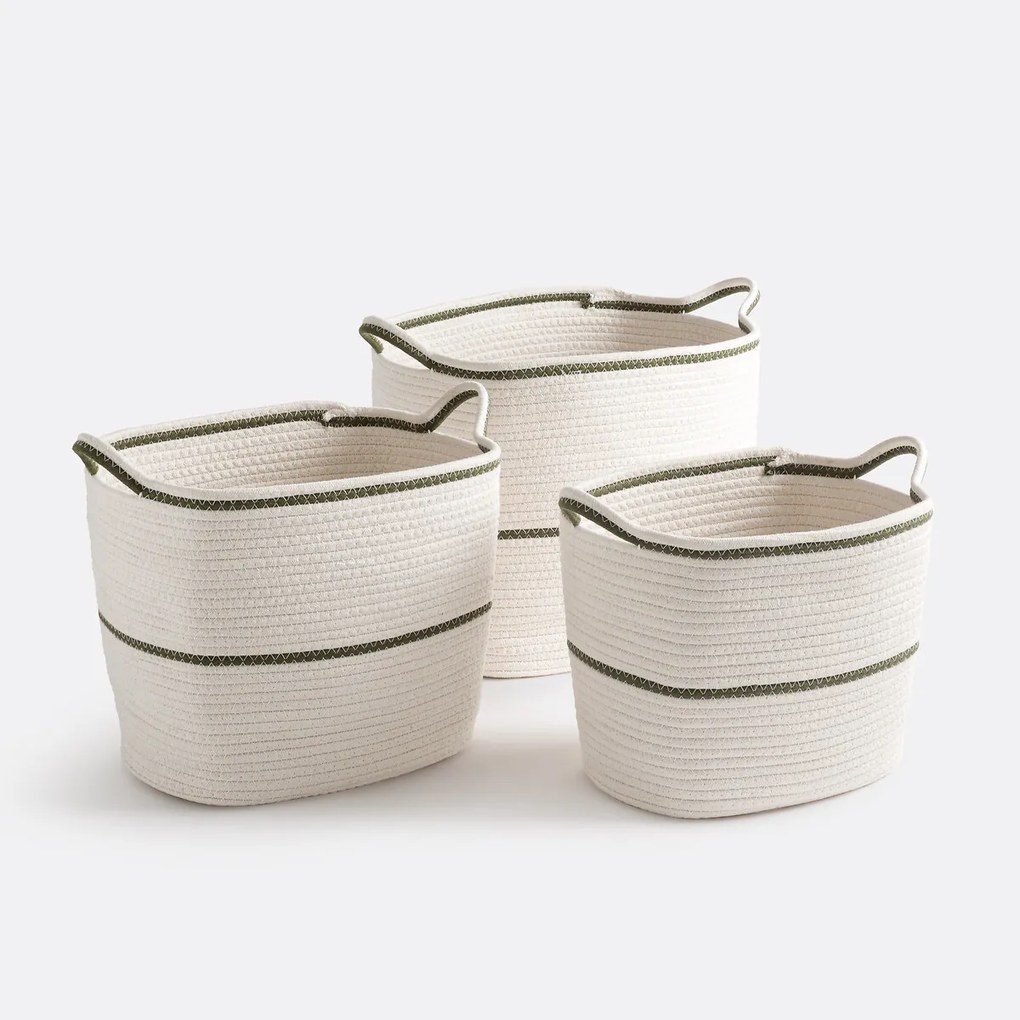 Set van 3 rechthoekige katoenen manden, Kesia