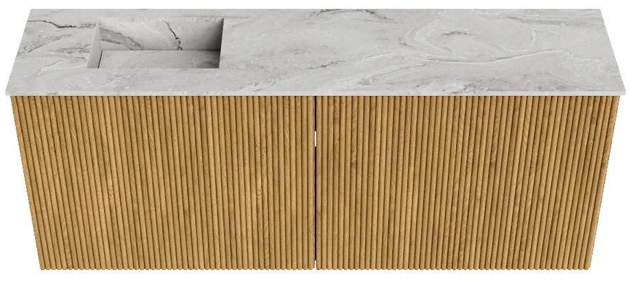 Mondiaz Joya DLux 100cm toiletmeubel oak met wastafel faye links 1 kraangat glace