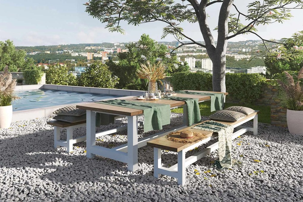 Picknick Set 10 personen 300 cm Aluminium/teak Wit Lifestyle Garden Furniture Los