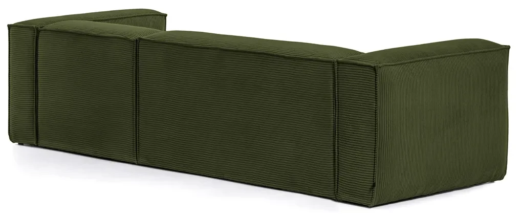 Kave Home Blok Moderne Hoekbank 300 Cm Ribstof Groen Chaise Longue Rechts