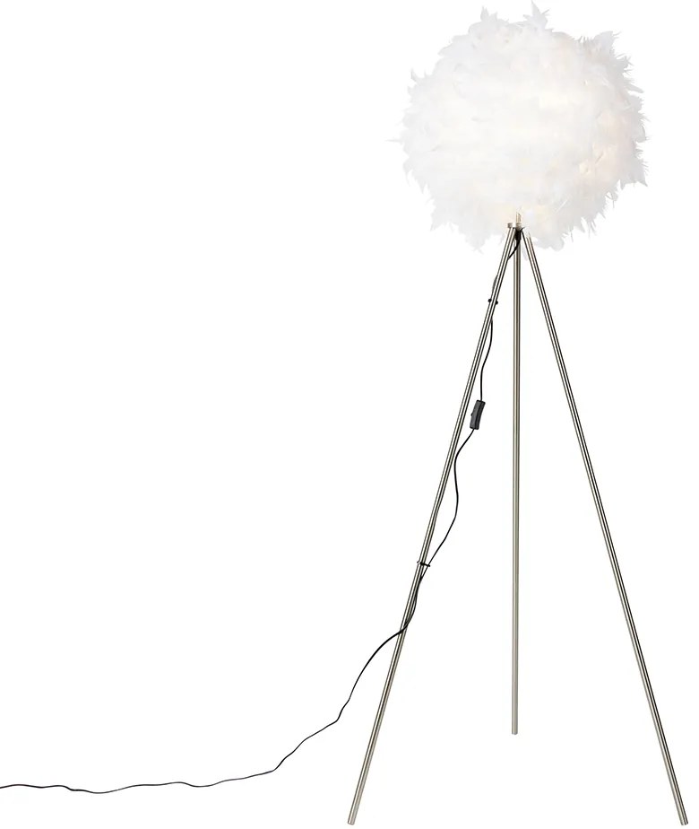 Smart romantische vloerlamp wit incl. Wifi A60 - Feather Modern E27 rond Binnenverlichting Lamp