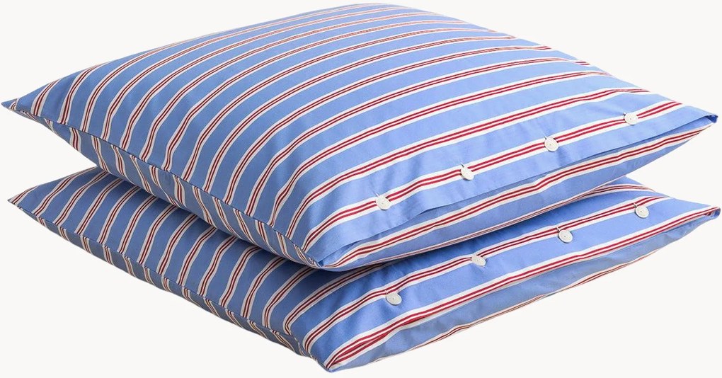 Katoenen perkal kussenslopen Striped Blue, 2-delig