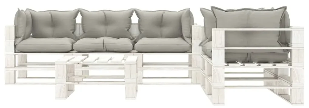 vidaXL 6-delige Loungeset met taupe kussens pallet hout