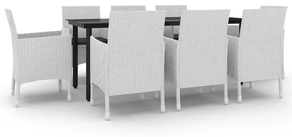 vidaXL 9-delige Tuinset met kussens poly rattan en glas