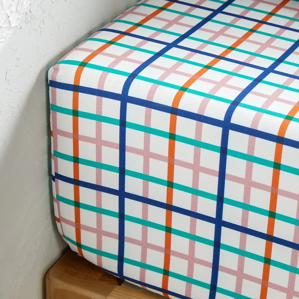 Hoeslaken in katoen, omslag 30 cm, Tabaka Geruit