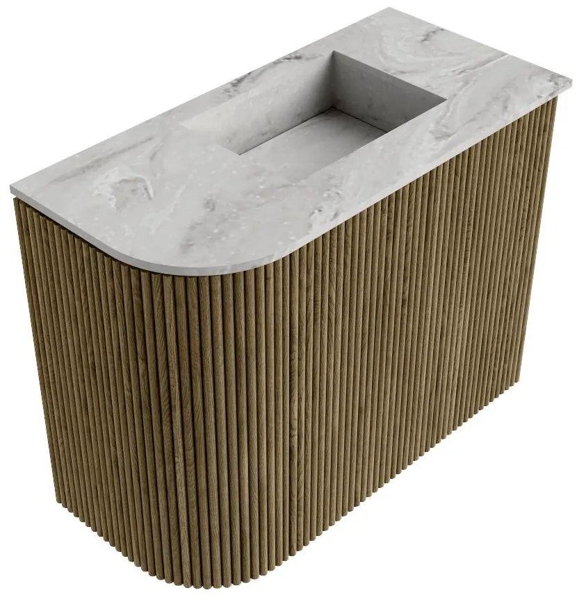 Mondiaz Joya DLux 50cm toiletmeubel ronding links dusk met wastafel faye rechts 1 kraangat glace