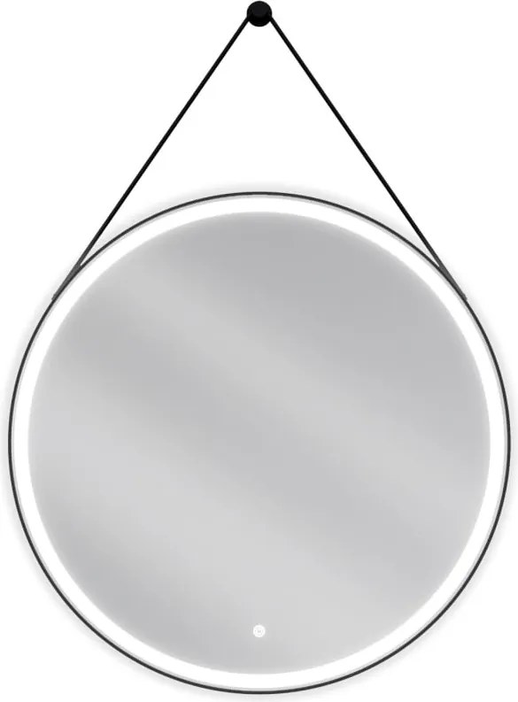 Mexen Reni verlichte badkamerspiegel, rond 80 cm, LED 6000K, anti-condens, zwarte lijst - 9812-080-080-611-70
