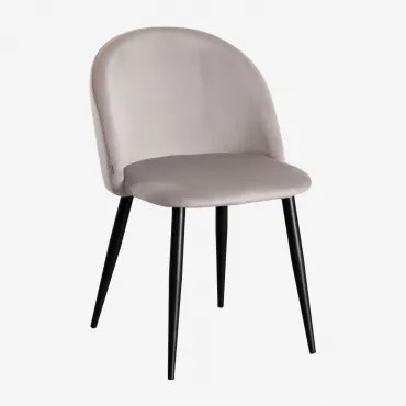 Set Van 4 Eetkamerstoelen Bekleed Met Kana Fluweel Grijs – Taupe & Zwart - Sklum