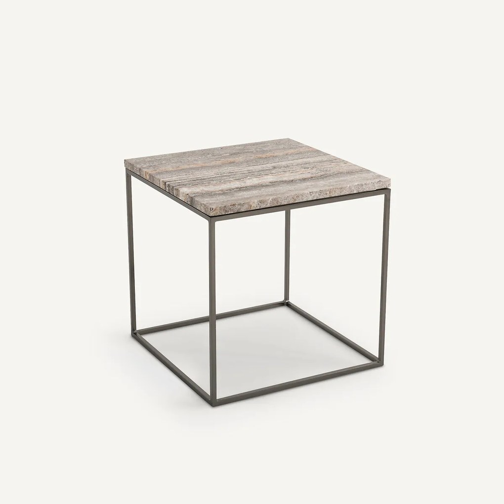Bijzettafel, bovenblad in travertijn, Mahaut