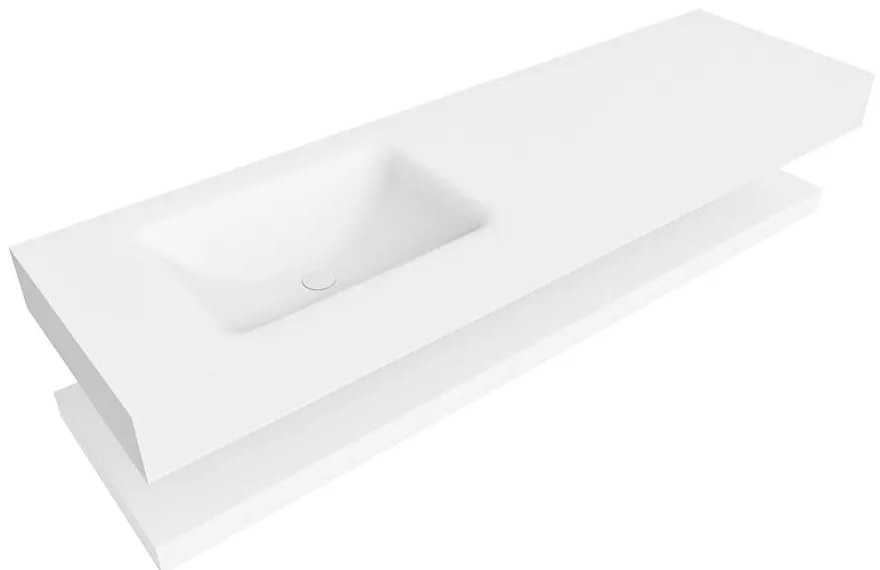 Zaro Alan badmeubel 160cm met planchet talc en vrijhangende wastafel cloud links 1 kraangat talc