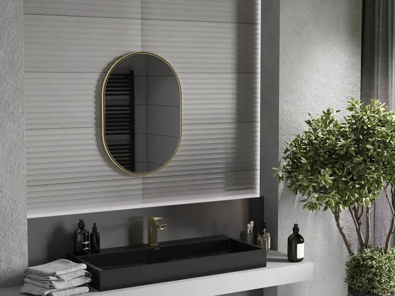 Mexen Loft ovale badkamer spiegel 70 x 50 cm, gouden frame - 9851-070-050-000-50