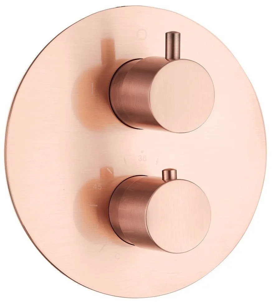 Saniclear Copper inbouwregendouche 20cm met ronde massagejets en plafondarm geborsteld koper