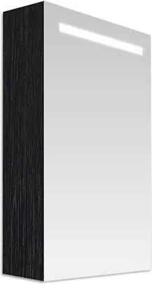 Spiegelkast Delia 60x70x15cm Linksdraaiend MDF Black Wood Geintegreerde LED Verlichting Lichtschakelaar Stopcontact Binnen en Buiten Spiegel